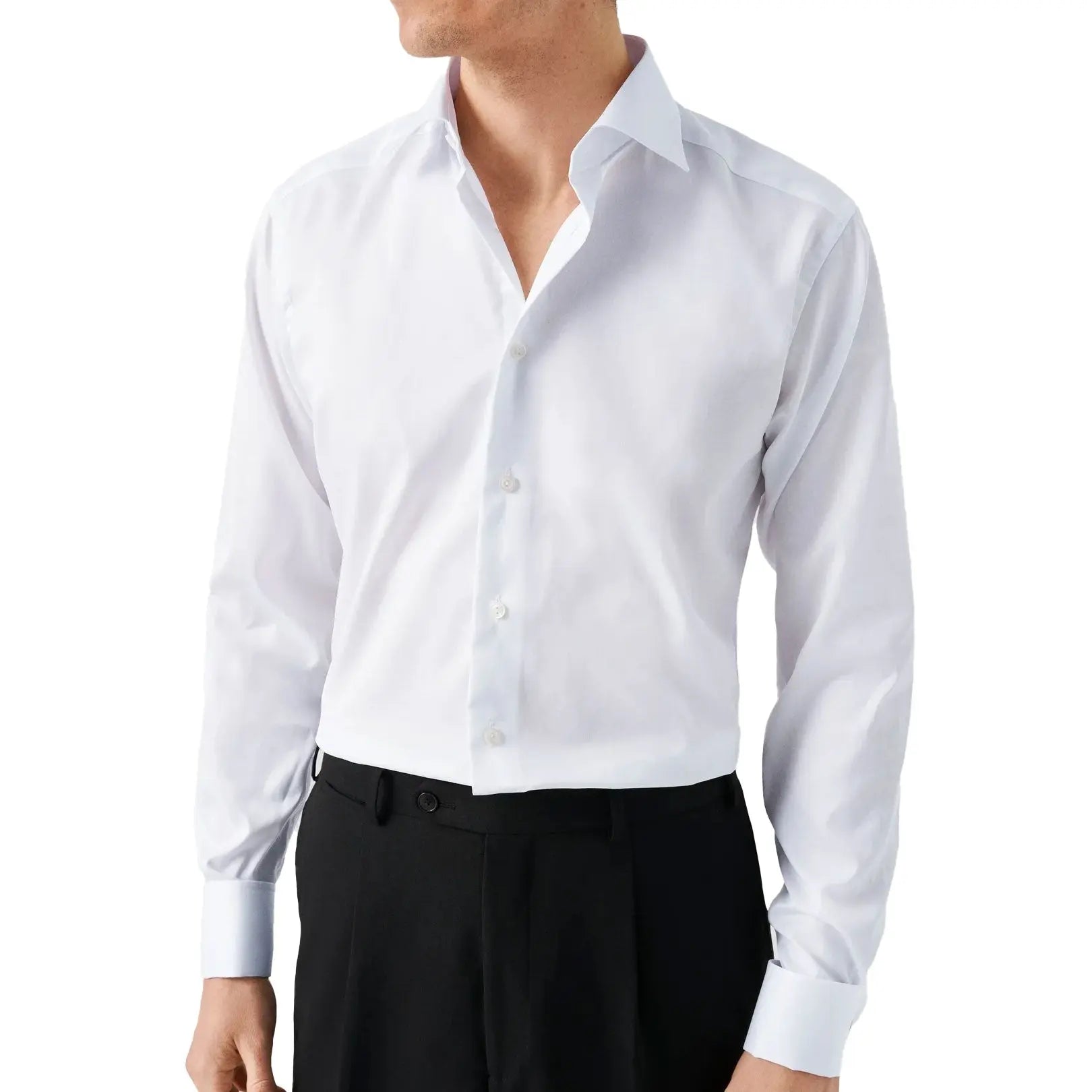 White Slim Fit Double Cuff Shirt Double Cuff Eton   