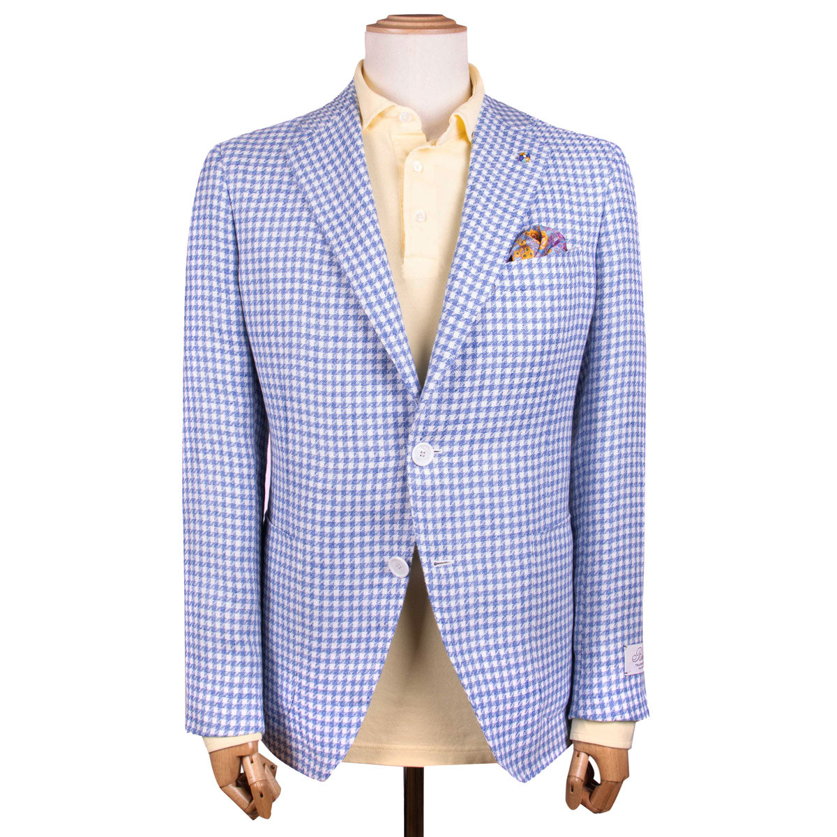 Blue Houndstooth 100% Linen Jacket JACKETS Belvest   