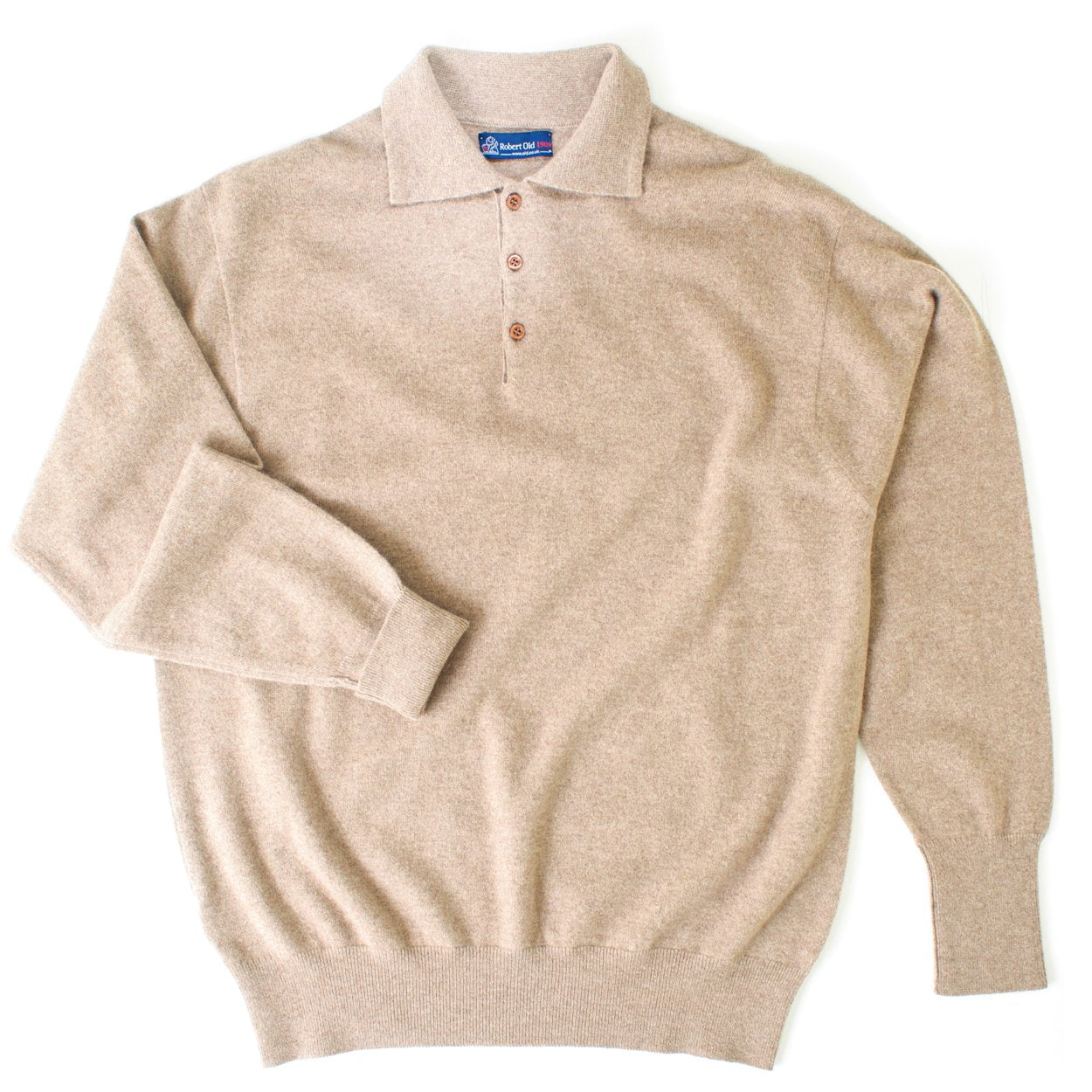 Linen Oban 3 button 2ply Cashmere Polo Sweater  Robert Old Linen UK 40&quot; 