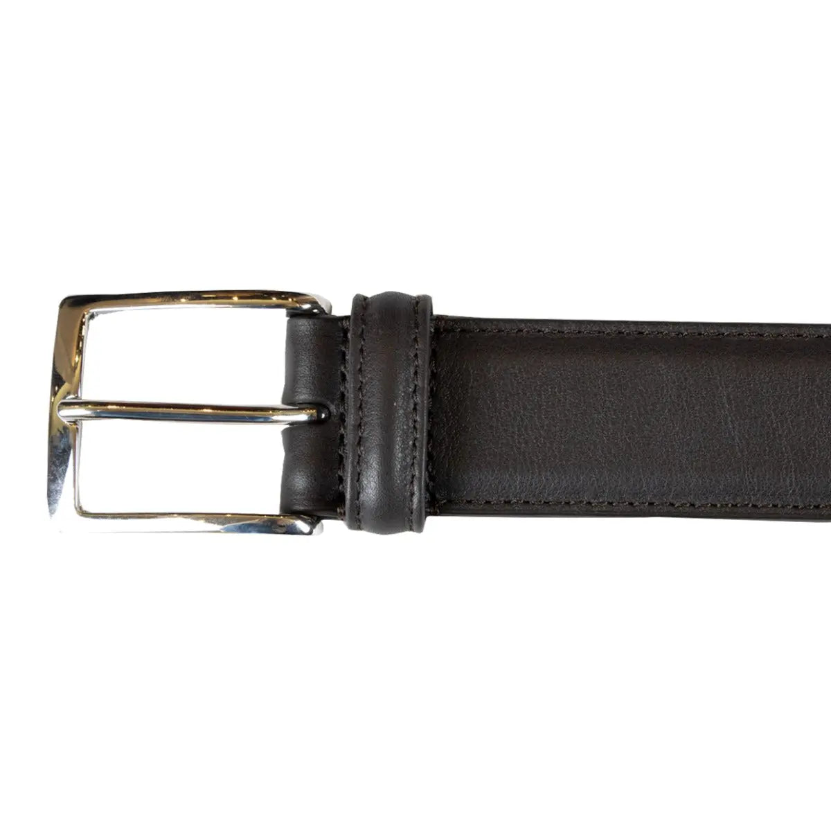 Brown Calf Leather Silver Buckle Belt  Robert Old   