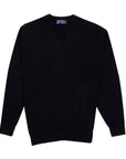 Black Chatsworth 2ply V-Neck Cashmere Sweater Robert Old