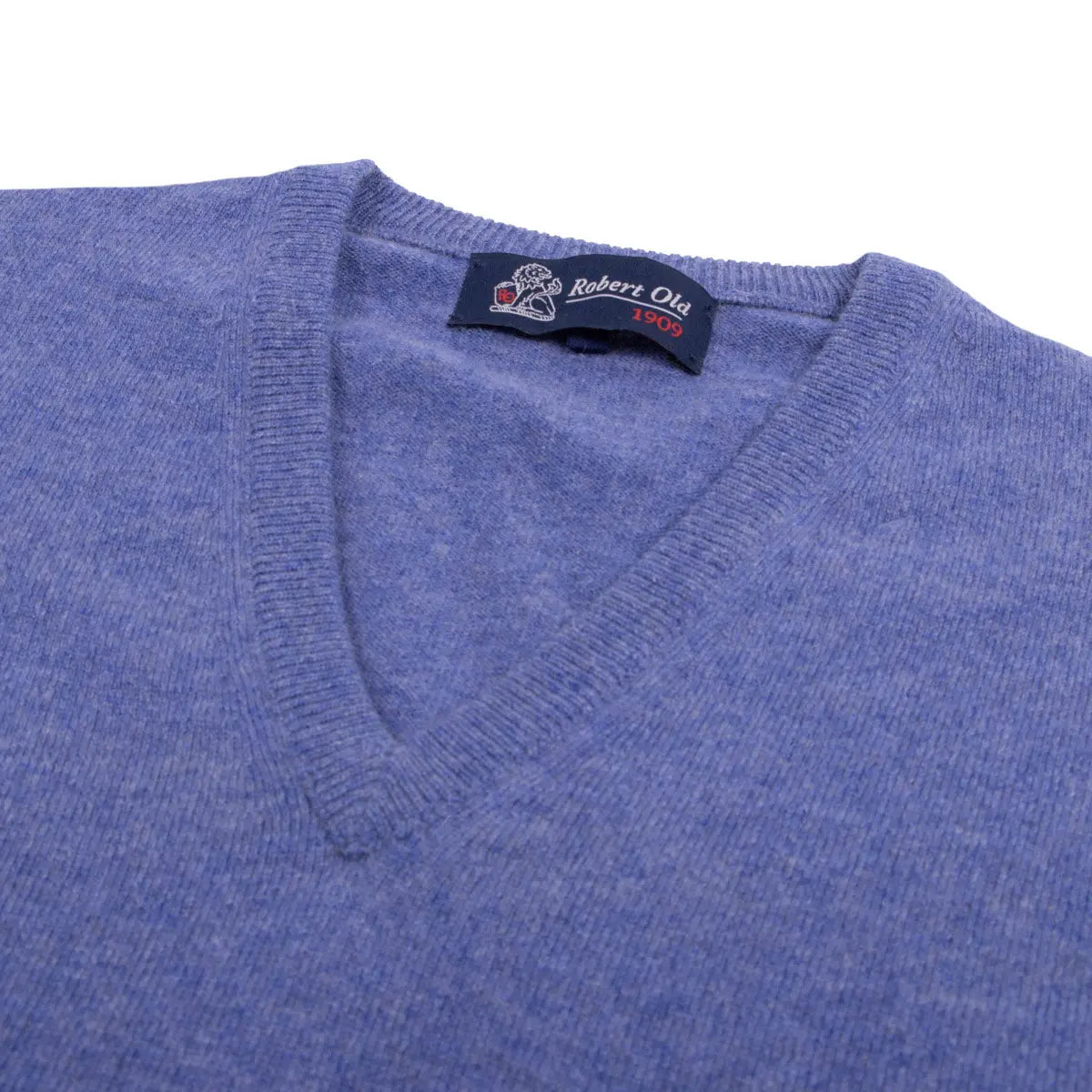 Lapis Blue Chatsworth 2ply V-Neck Cashmere Sweater Robert Old