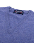 Lapis Blue Chatsworth 2ply V-Neck Cashmere Sweater Robert Old