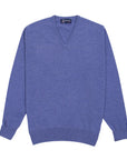 Lapis Blue Chatsworth 2ply V-Neck Cashmere Sweater Robert Old