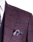 Navy & Red Check Wool, Silk & Cashmere Jacket