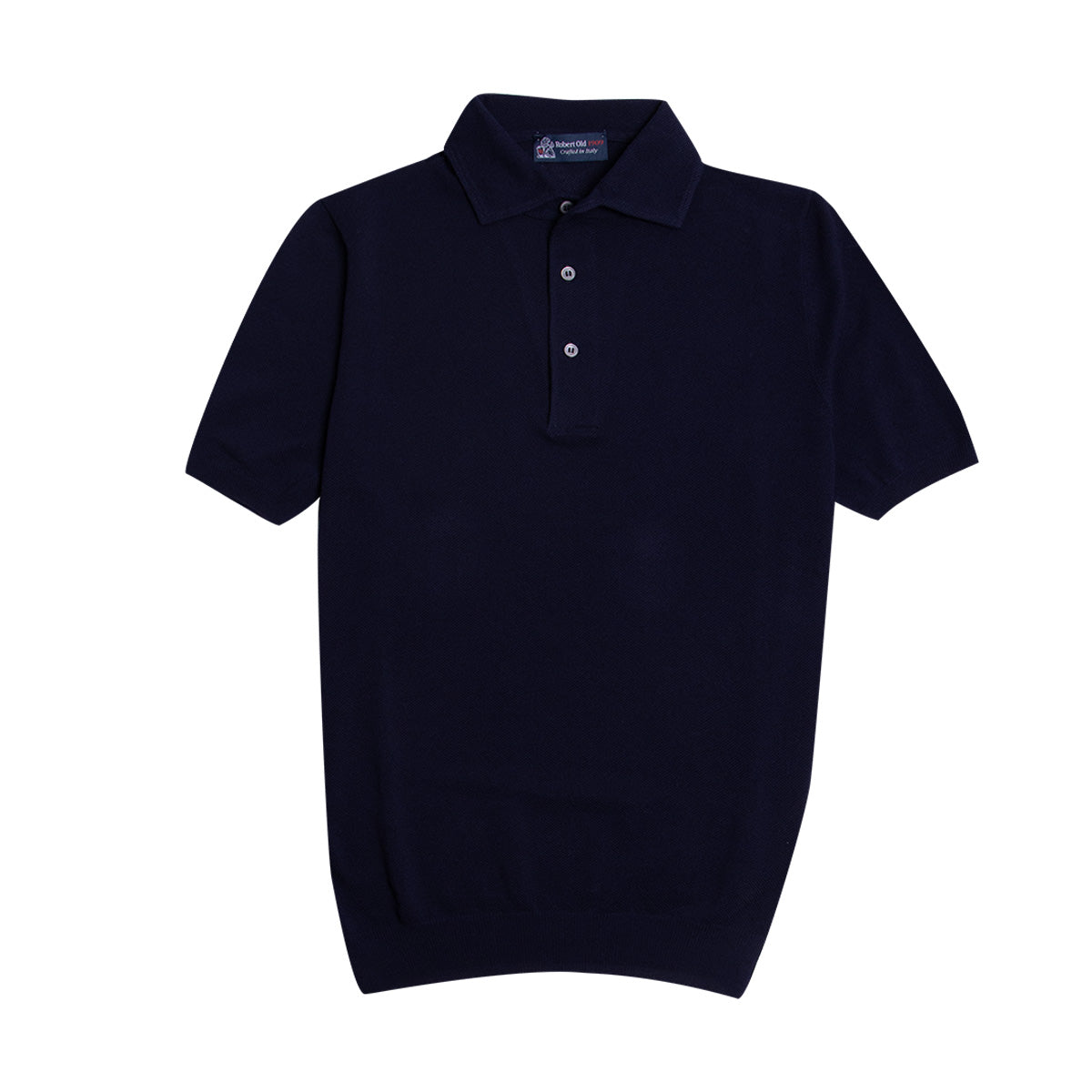 Navy Knit Short Sleeve Polo Sweater S/S POLOS Robert Old   