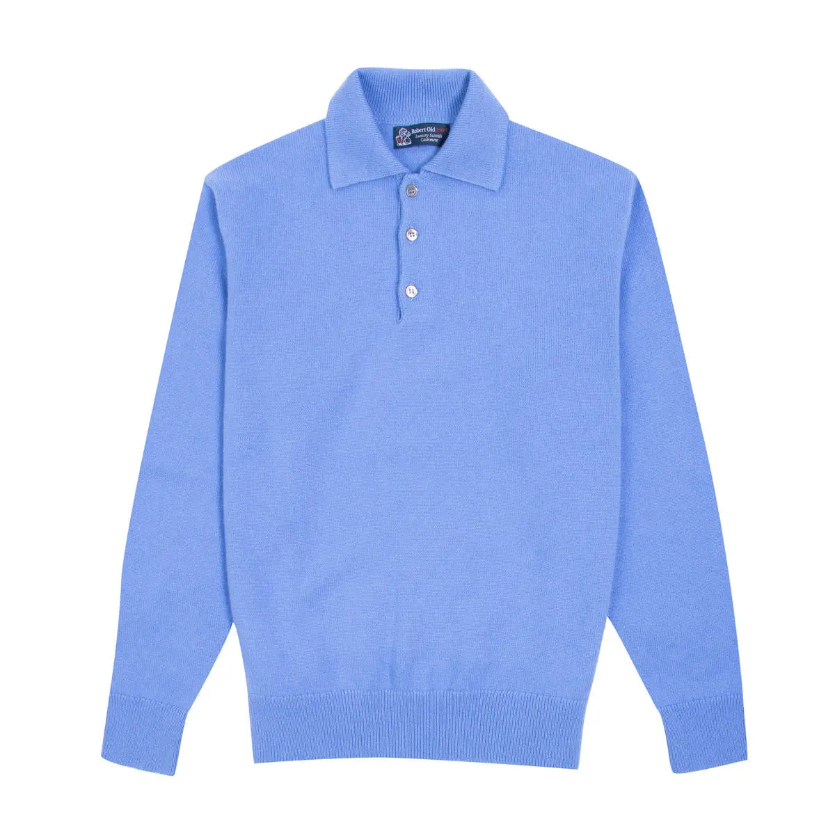 Isfahan Blue Balvenie 3 Button 4ply Cashmere Polo Sweater Robert Old