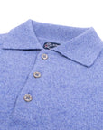 Blue Melange Balvenie 3 Button 4ply Cashmere Polo Sweater Robert Old