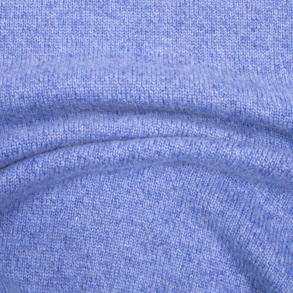 Blue Melange Balvenie 3 Button 4ply Cashmere Polo Sweater Robert Old