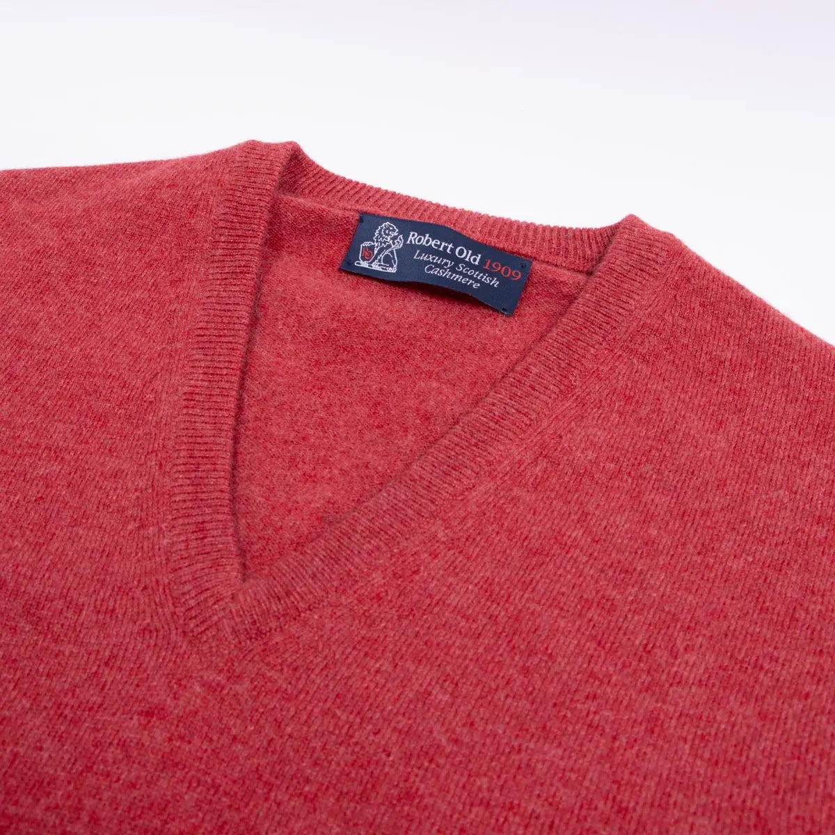 Poppy Melange Chatsworth 2ply V-Neck Cashmere Sweater Robert Old