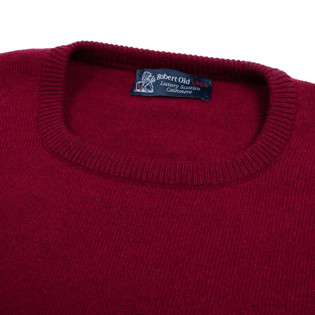 Claret Red Tiree 4ply Crew Neck Cashmere Sweater Robert Old