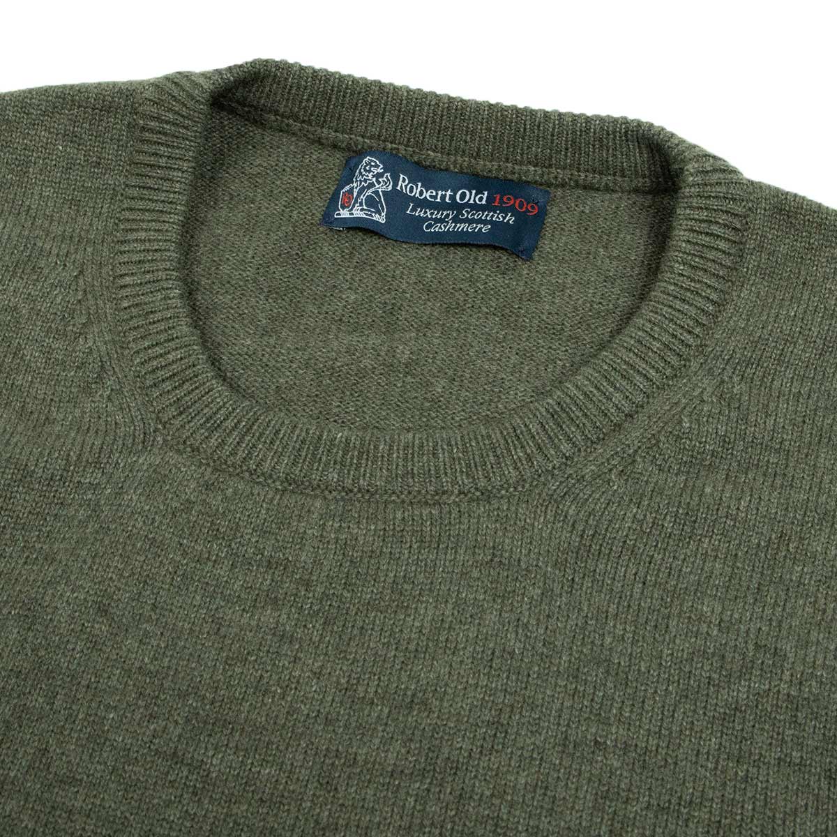 Loden Mix Tobermorey 4ply V-Neck Cashmere Sweater Robert Old