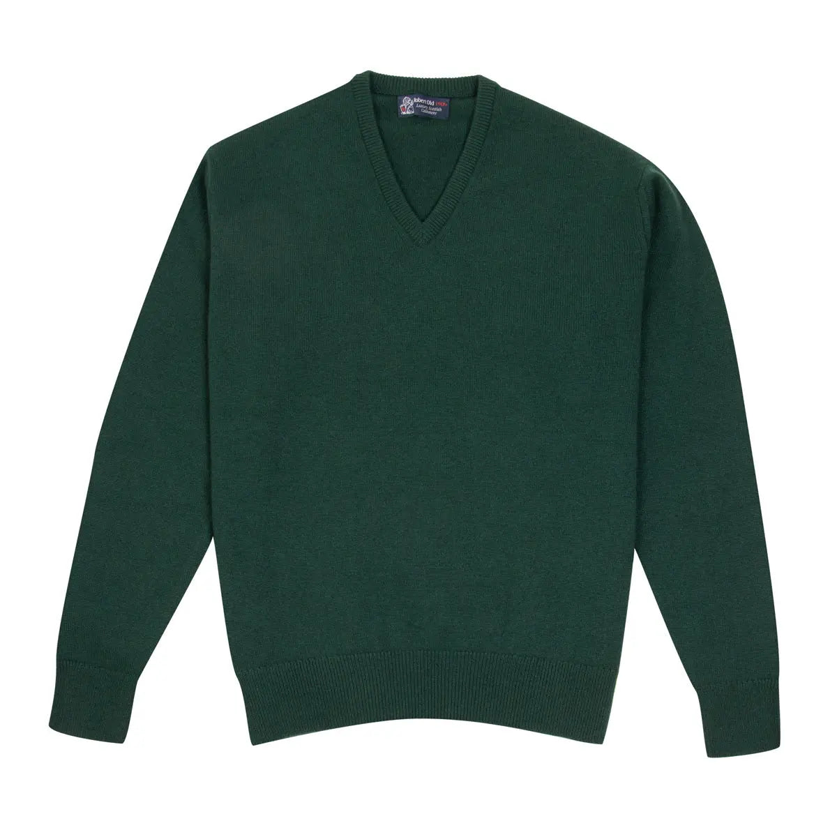 Holly Green Tobermorey 4ply V-Neck Cashmere Sweater Robert Old