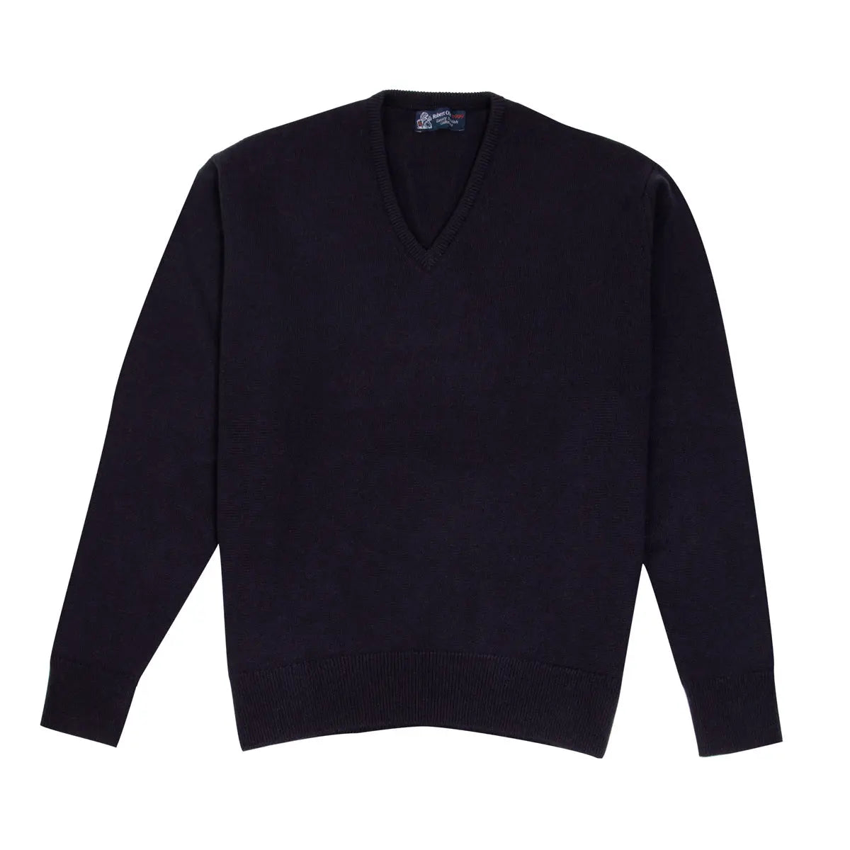 Dark Navy Tobermorey 4ply V-Neck Cashmere Sweater Robert Old