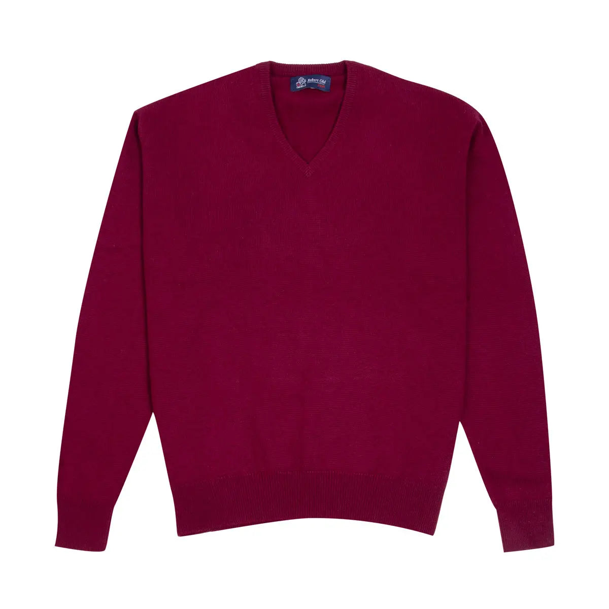 Claret Red Tobermorey 4ply V-Neck Cashmere Sweater Robert Old