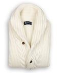 White Undyed Balmour 8Ply Shawl Collar Cable Cashmere Cardigan  Robert Old White Undyed UK 38" 