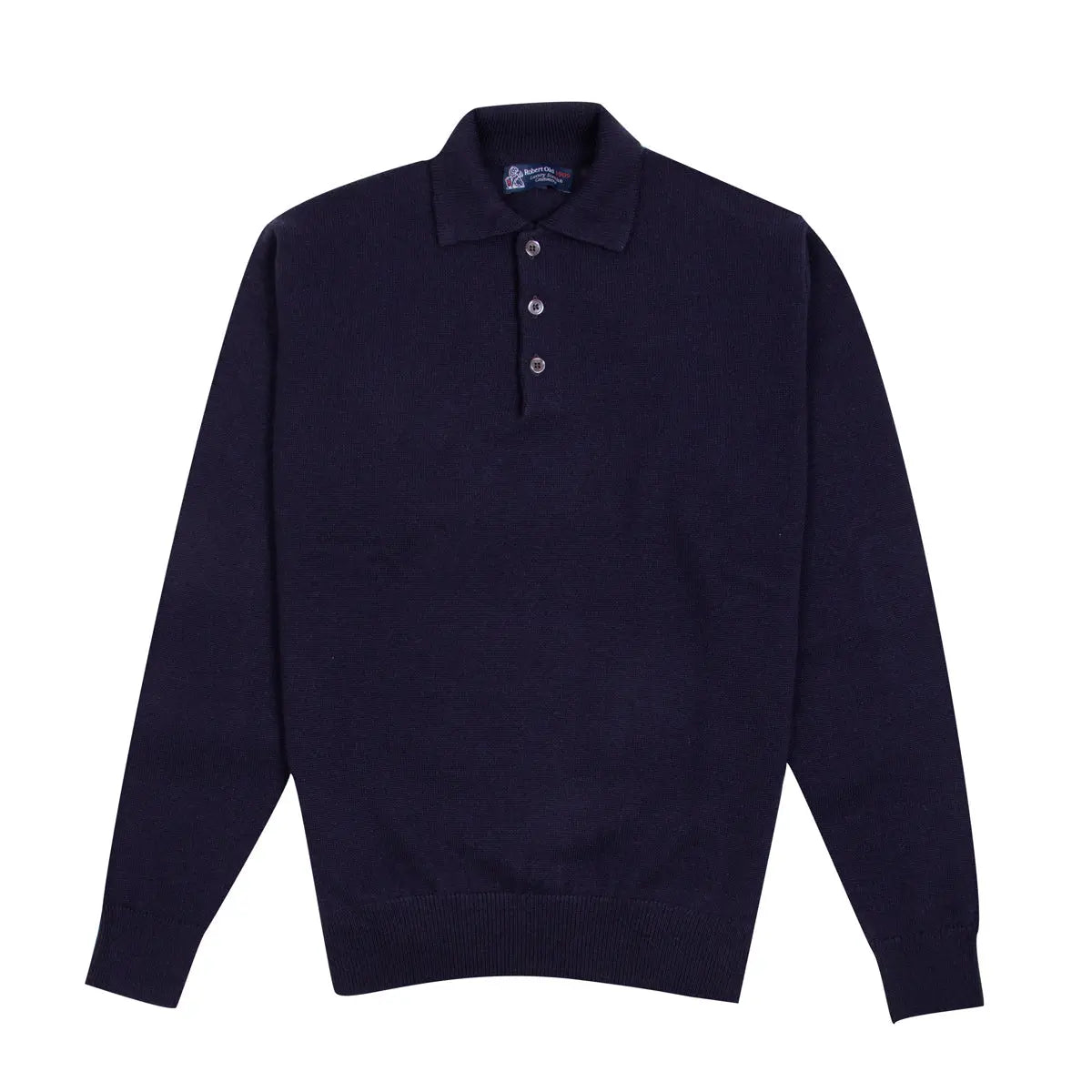 Dark Navy Balvenie 3 Button 4ply Cashmere Polo Sweater Robert Old