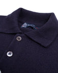 Dark Navy Balvenie 3 Button 4ply Cashmere Polo Sweater Robert Old