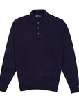 Dark Navy Balvenie 3 Button 4ply Cashmere Polo Sweater Robert Old