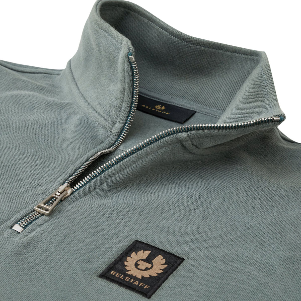 Mineral Green Quarter Zip Sweater  Belstaff   