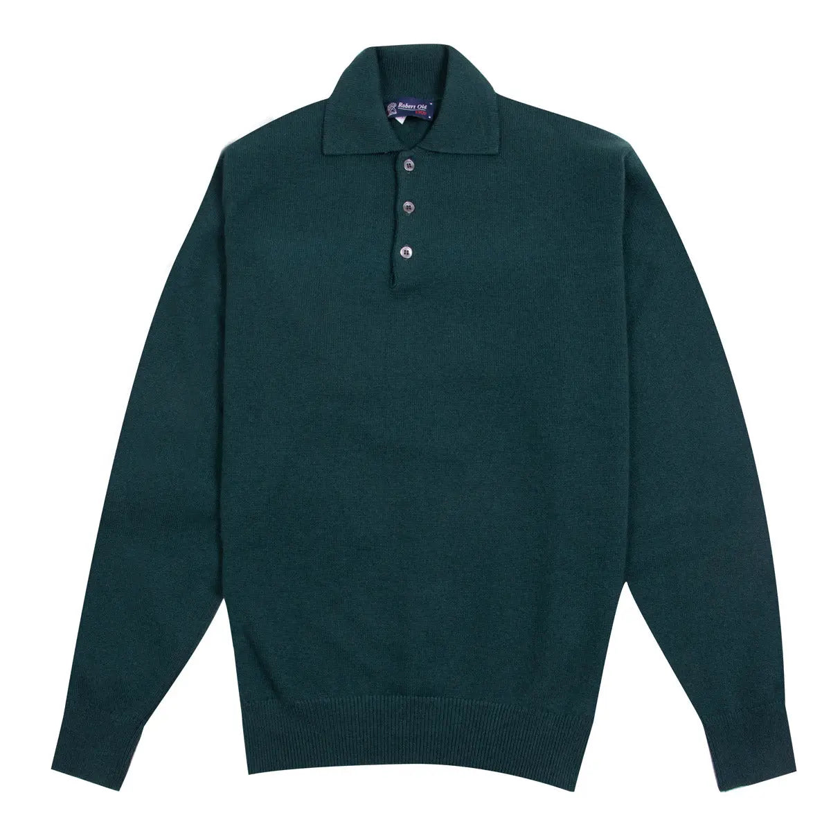 Bottle Green Balvenie 3 Button 4ply Cashmere Polo Sweater Robert Old