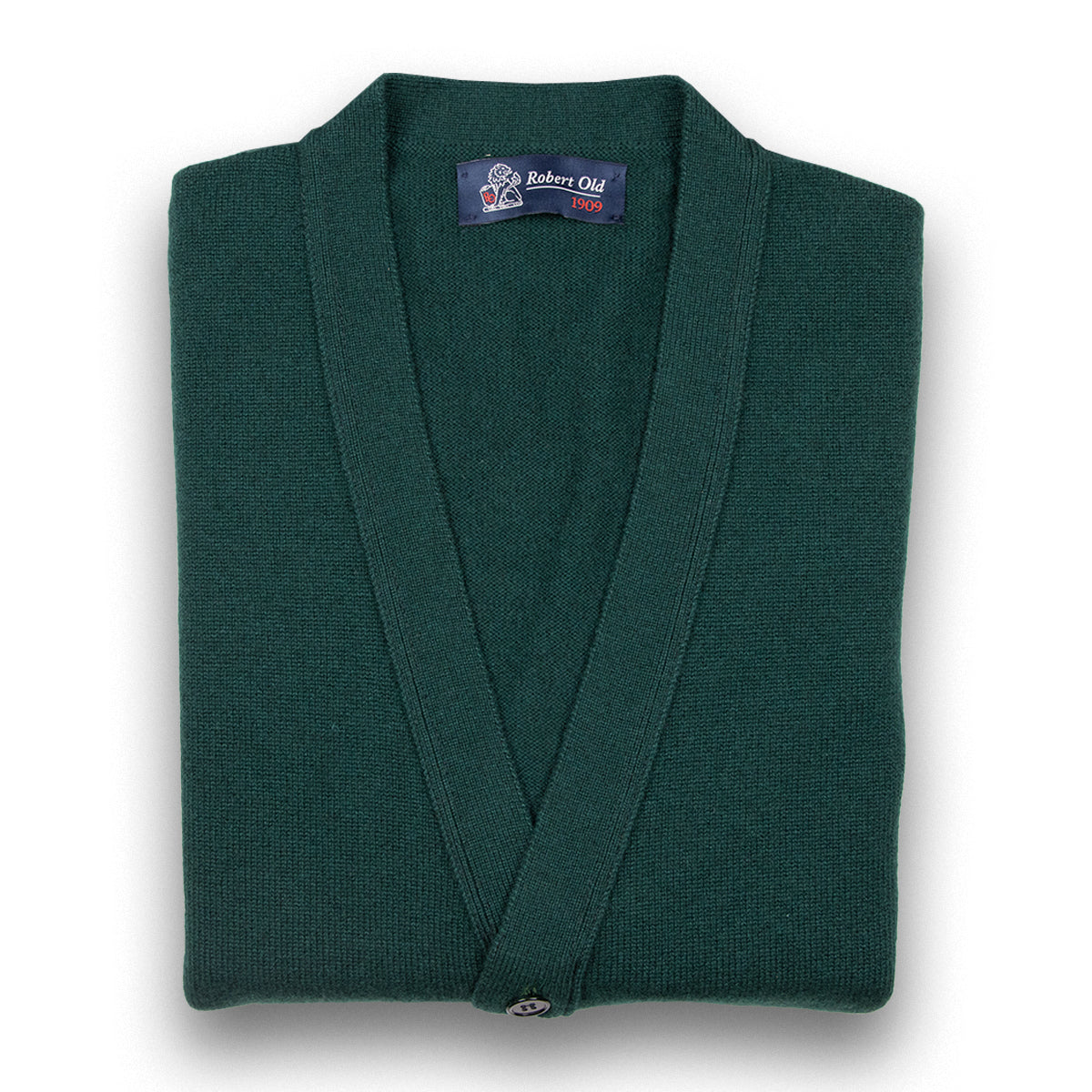 Bottle Green Mallaig 4ply Cashmere Cardigan  Robert Old Bottle UK 46&quot; 