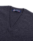 Charcoal Chatsworth 2ply V-Neck Cashmere Sweater Robert Old