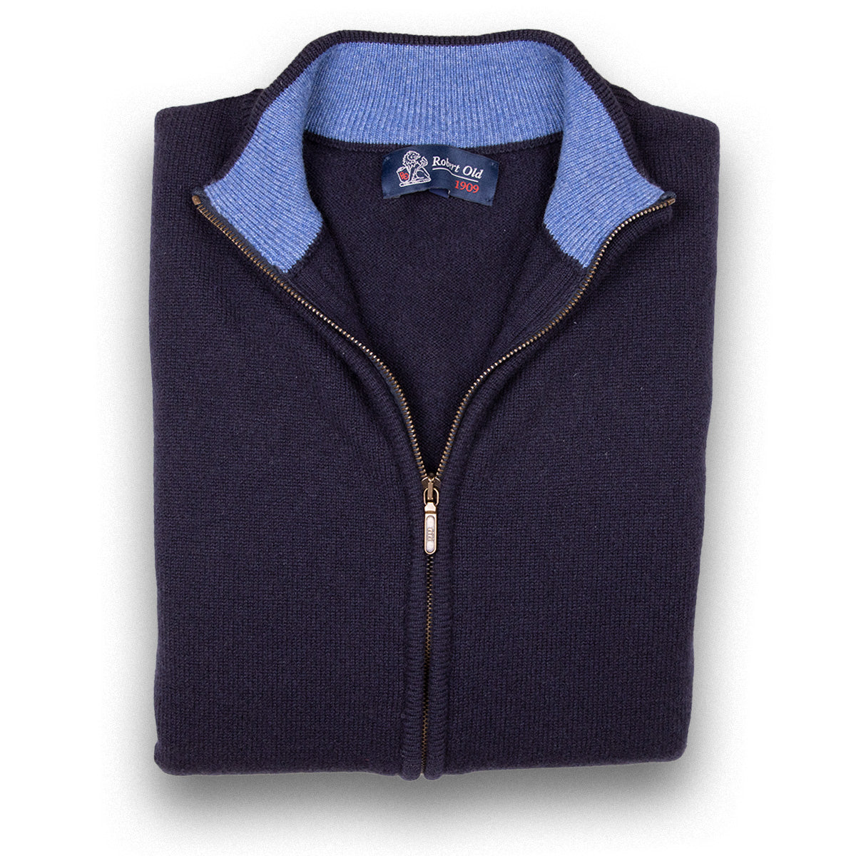 The Barra 4ply Full Zip Cashmere Cardigan - Dark Navy - Lapis/Suez  Robert Old Dark Navy - Lapis Blue UK 36" 