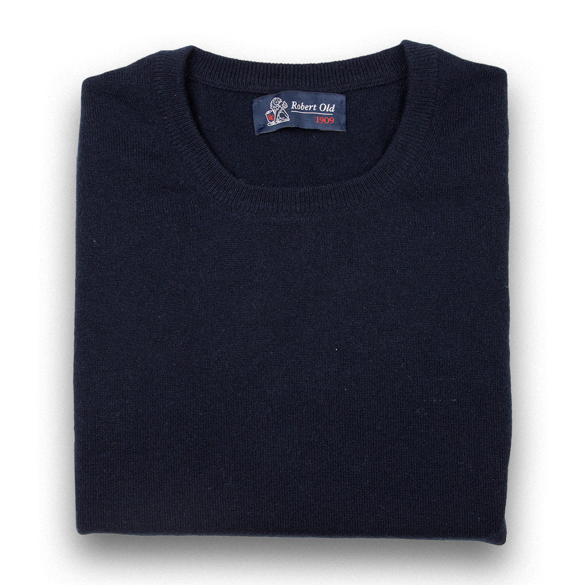 Dark Navy Highclere Cashmere Crew Neck Sweater  Robert Old Dark Navy UK 36&quot; 