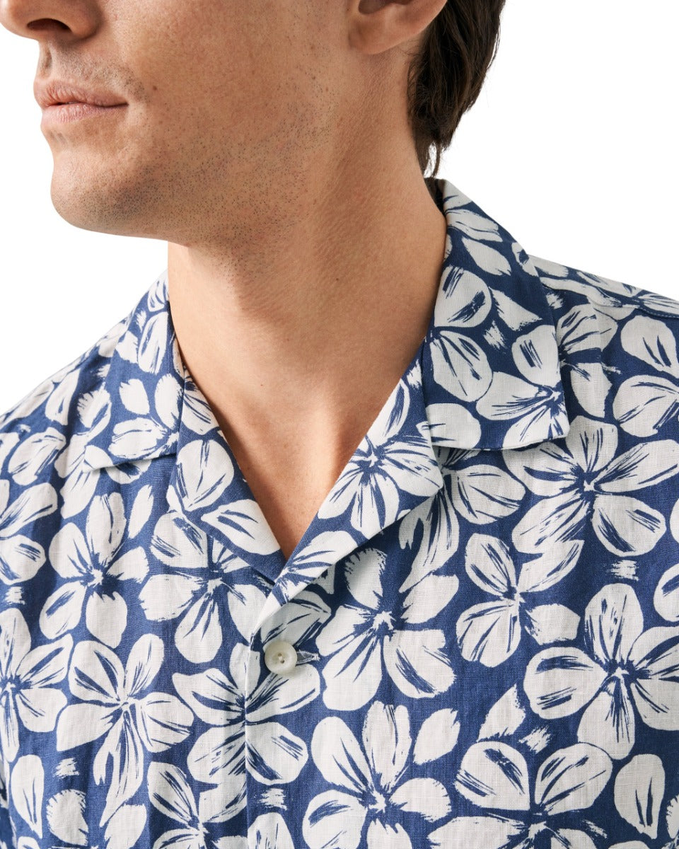 Blue Floral Linen Resort Shirt  Eton   