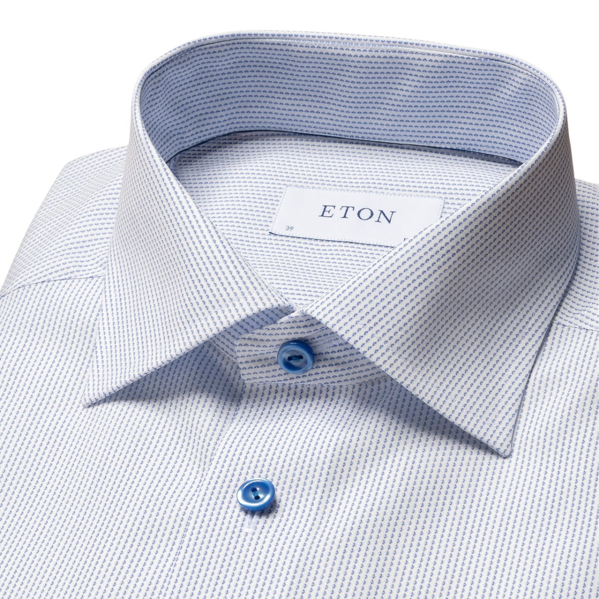 Blue Micro Print Signature Poplin Slim Fit Shirt  Eton   