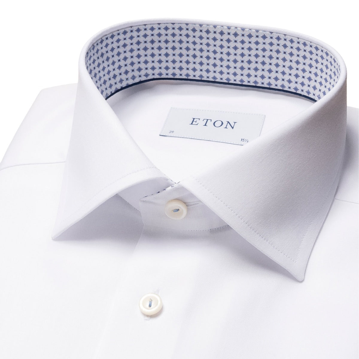 White Micro Print Signature Twill Shirt  Eton   