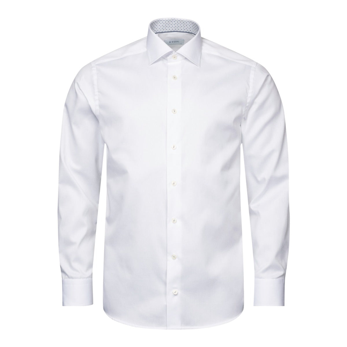 White Micro Print Signature Twill Shirt  Eton   