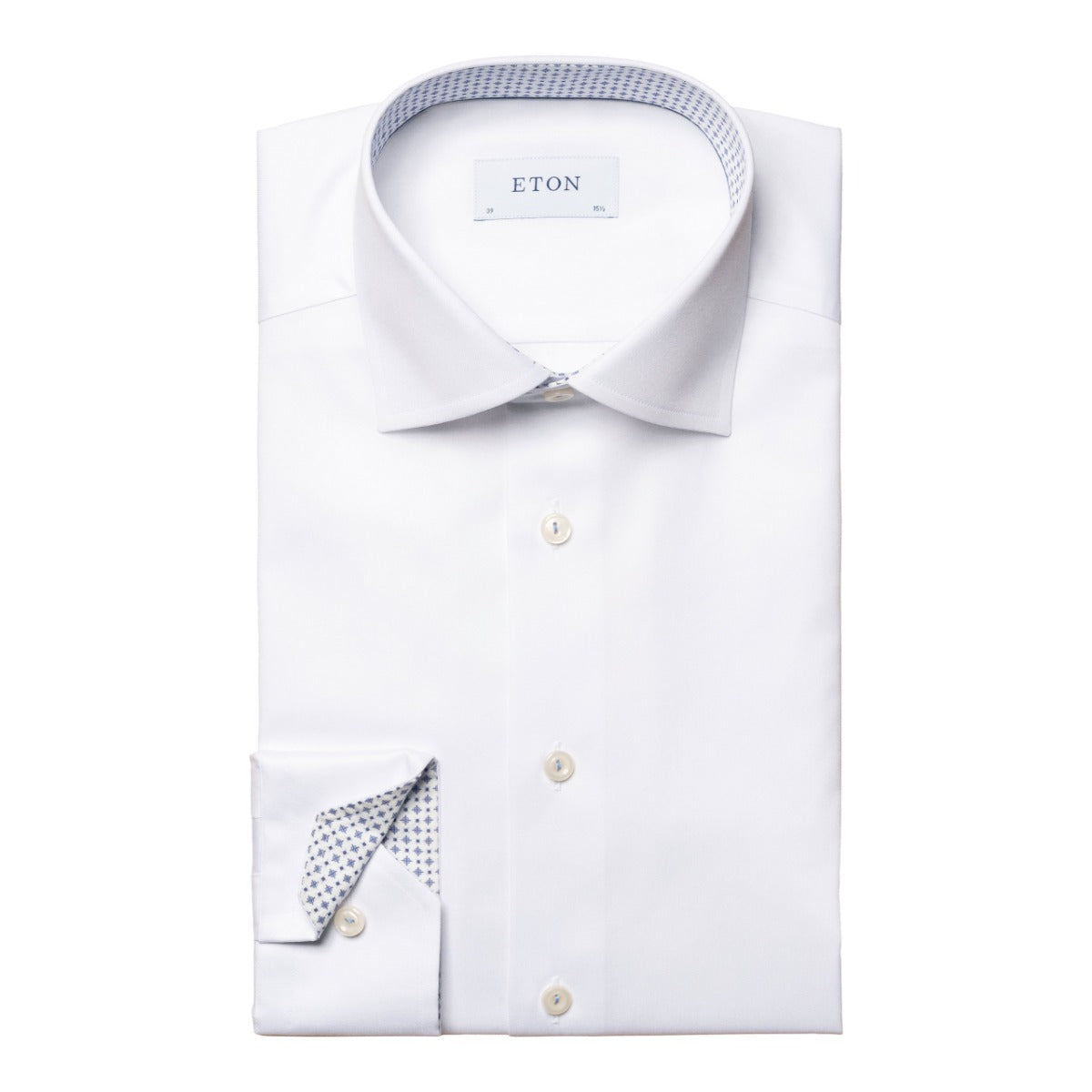 White Micro Print Signature Twill Shirt  Eton   