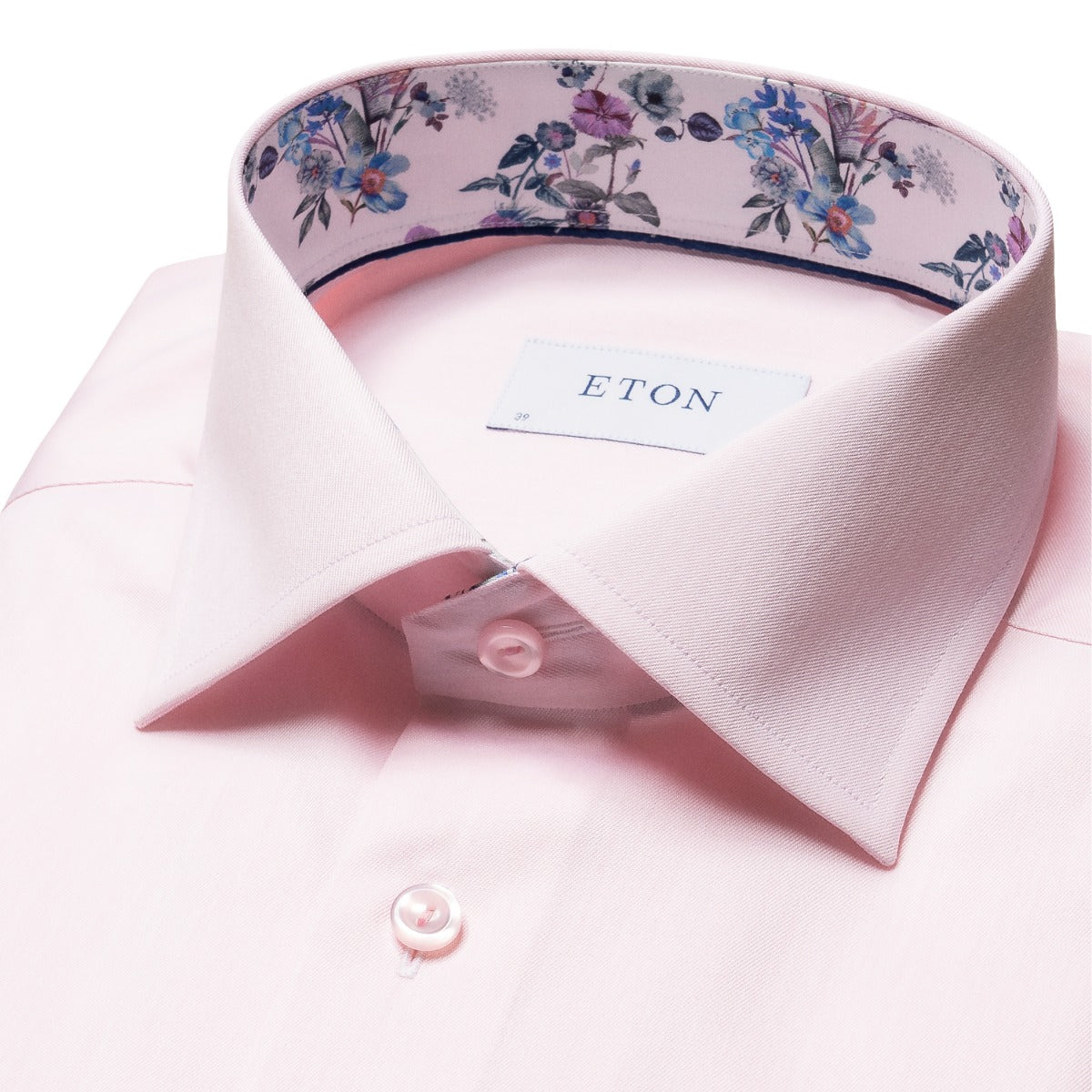 Light Pink Floral Trim Signature Twill Contemporary Fit Shirt  Eton   