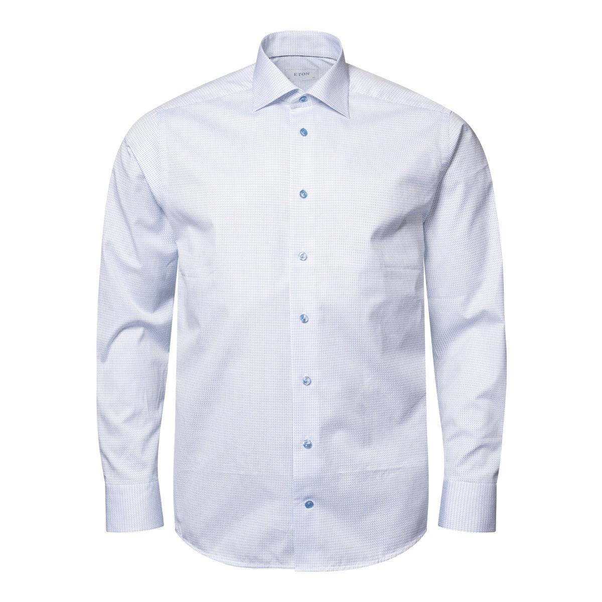 Light Blue Micro Check Signature Twill Shirt  Eton   