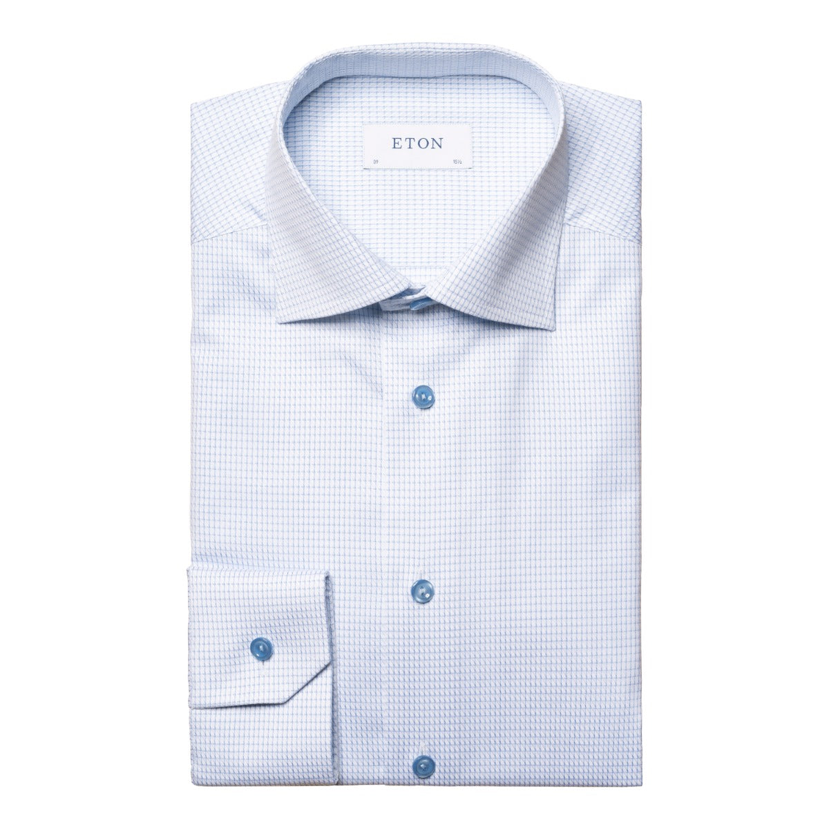 Light Blue Micro Check Signature Twill Shirt  Eton   