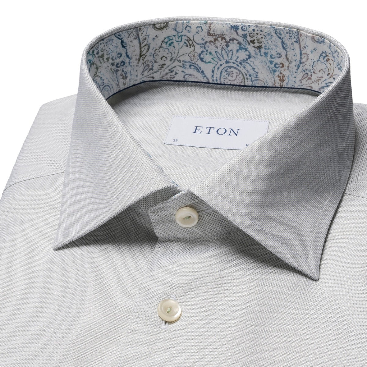 Light Green Paisley Trim Contemporary Fit Shirt  Eton   