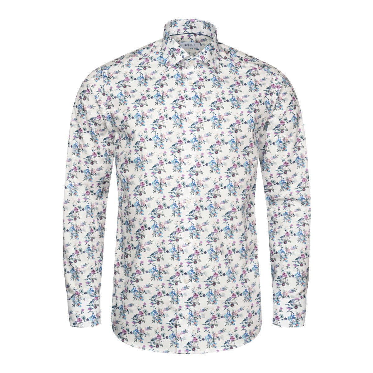 Light Blue Floral Twill Slim Fit Shirt  Eton   