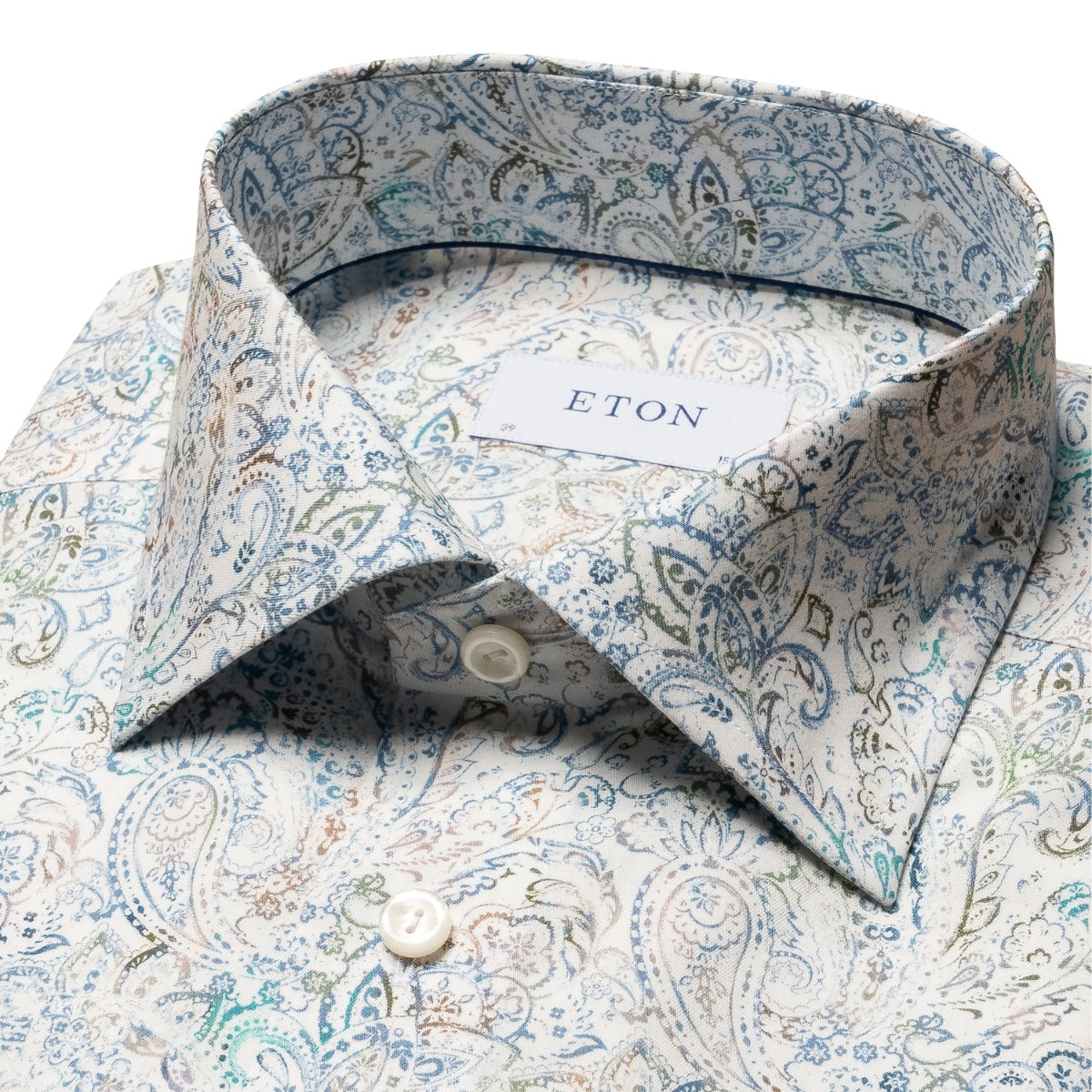 Green Paisley Cotton-TENCEL™ Contemporary Fit Shirt  Eton   