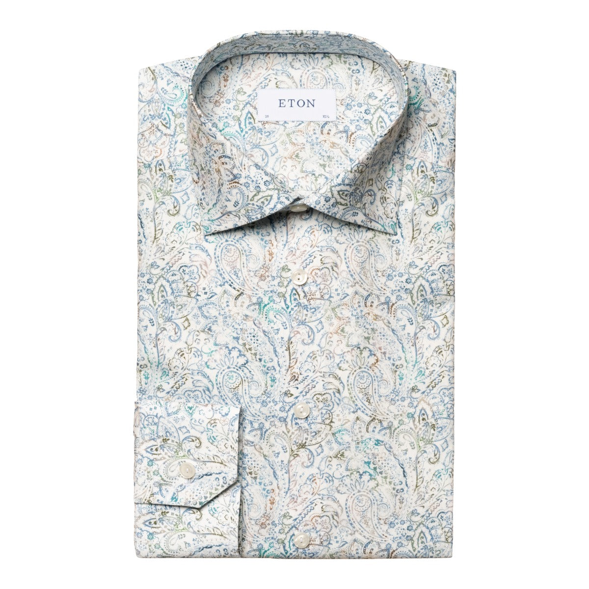 Green Paisley Cotton-TENCEL™ Contemporary Fit Shirt  Eton   