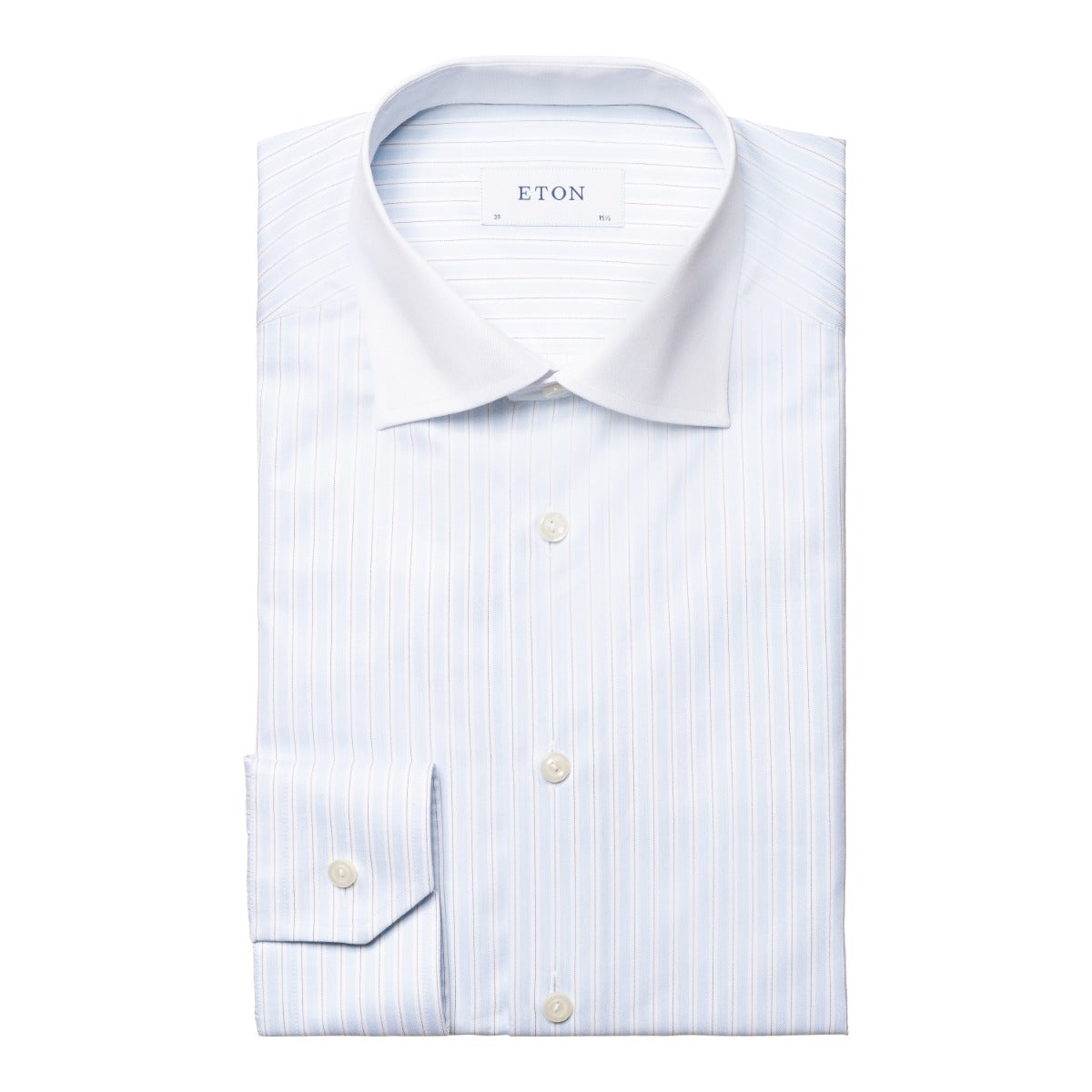 Light Blue Striped Contrast Collar Signature Twill Shirt  Eton   