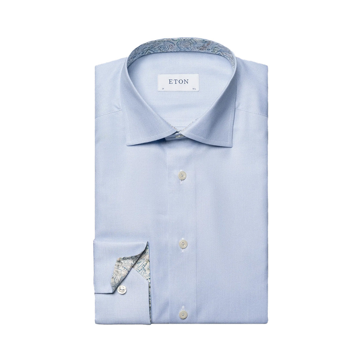 Light Blue Paisley Trim Contemporary Fit Shirt  Eton   