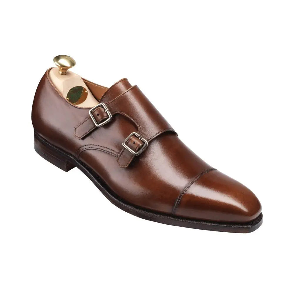 Lowndes Double Buckle Monk Shoes  Crockett & Jones Dark Brown UK 5 