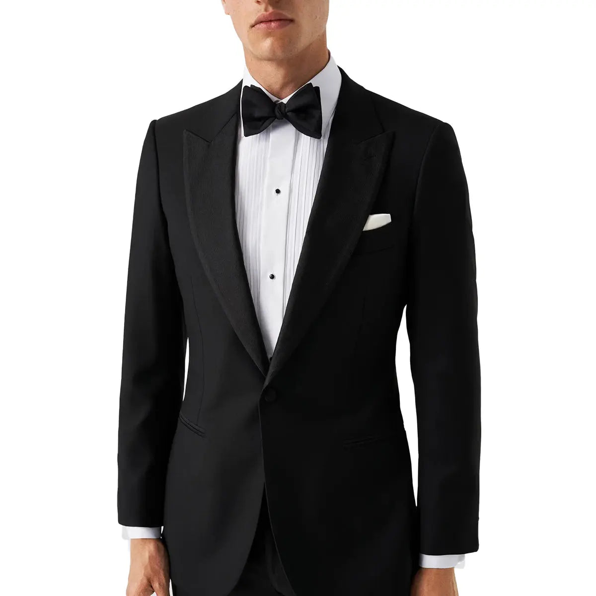 White Plissé Black Tie Classic Fit Shirt Evening Eton   