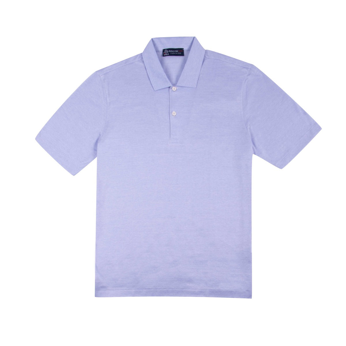 Light Blue 100% Cotton Fine-Stripe Polo  Robert Old   