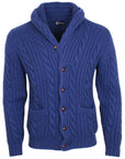 Inchiostro Blue Balmour 8Ply Shawl Collar Cable Cashmere Cardigan  Robert Old   