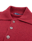 Russet Red Balvenie 3 Button 4ply Cashmere Polo Sweater Robert Old