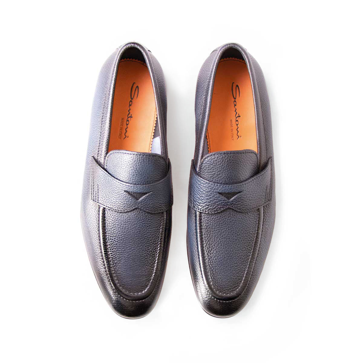 Navy Blue Penny Loafer Loafer Santoni   