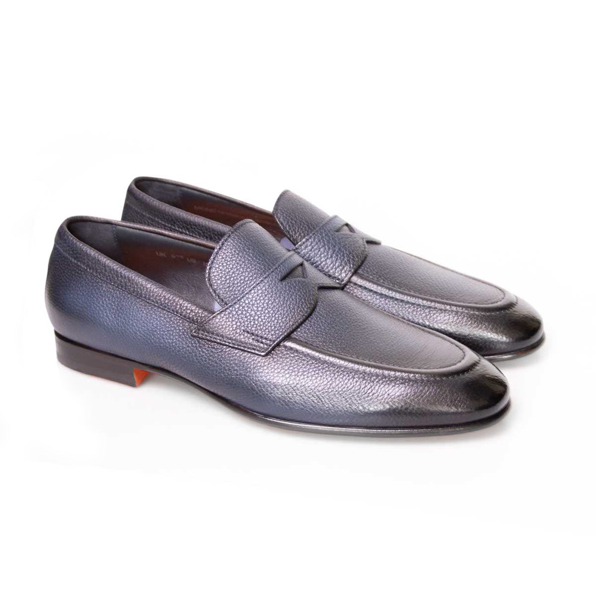 Navy Blue Penny Loafer Loafer Santoni   